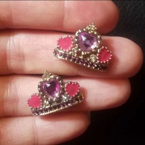 Betsy Johnson tiara stud earrings